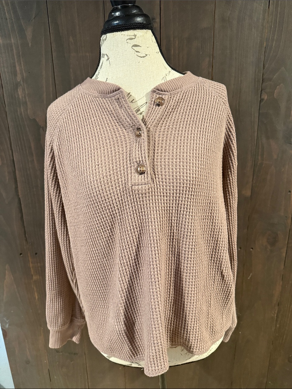 Old Navy Waffle Henley Sweatshirt - Dusty Rose